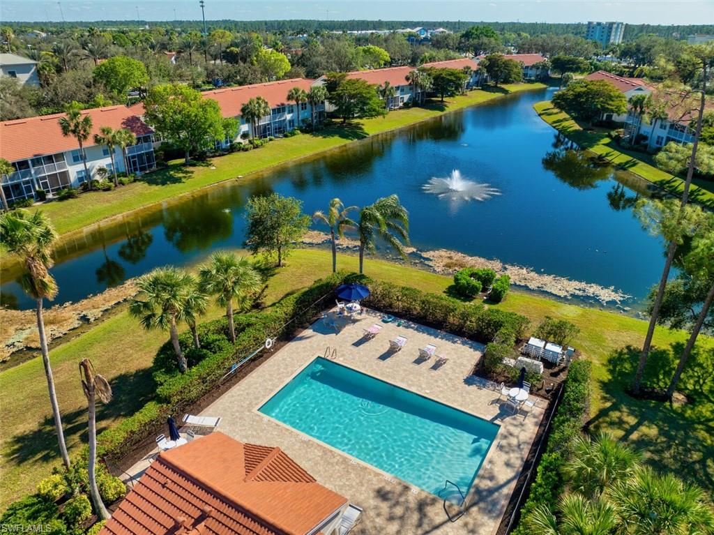 Aerial view with water feature