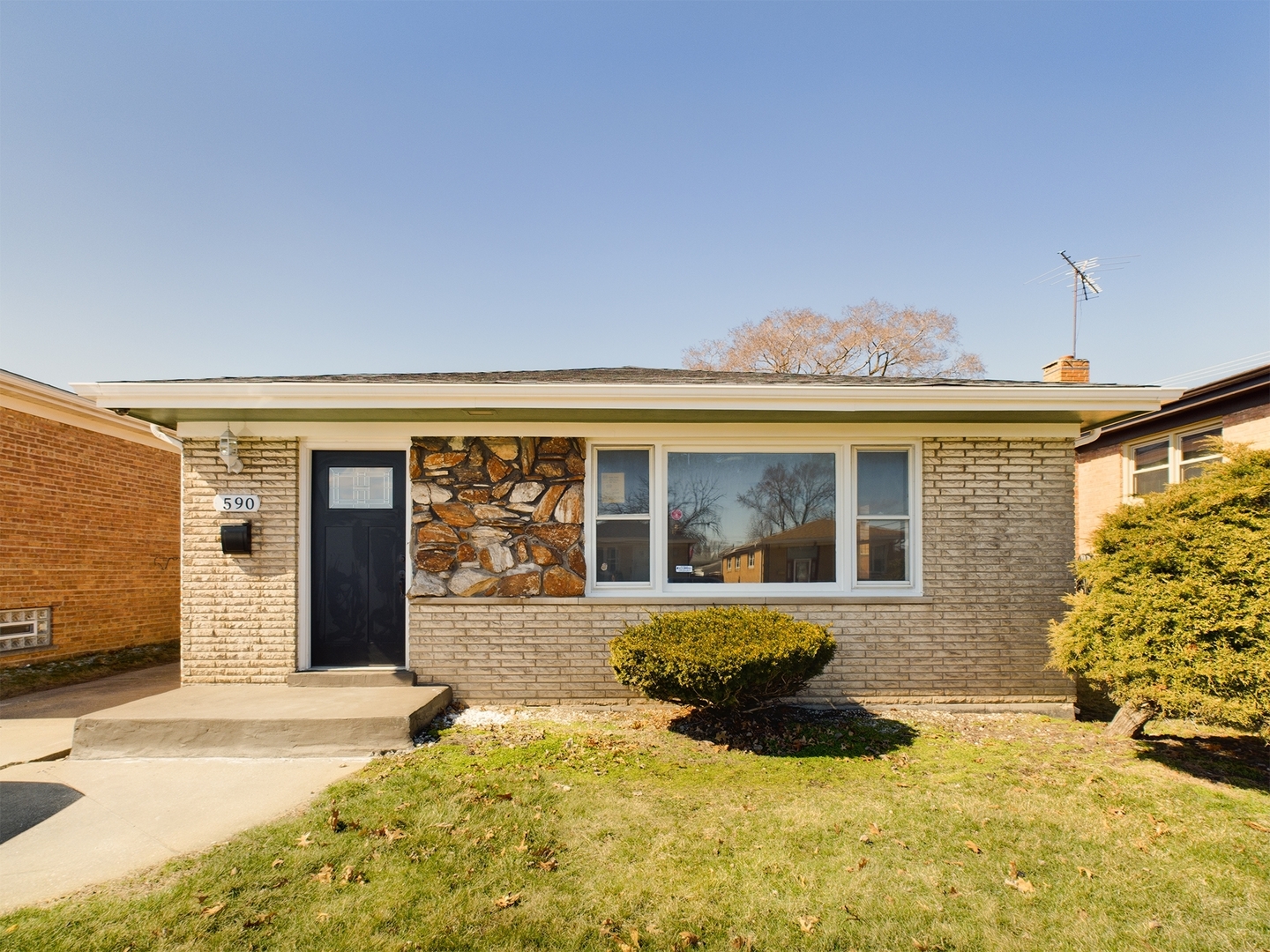 a front view of a house