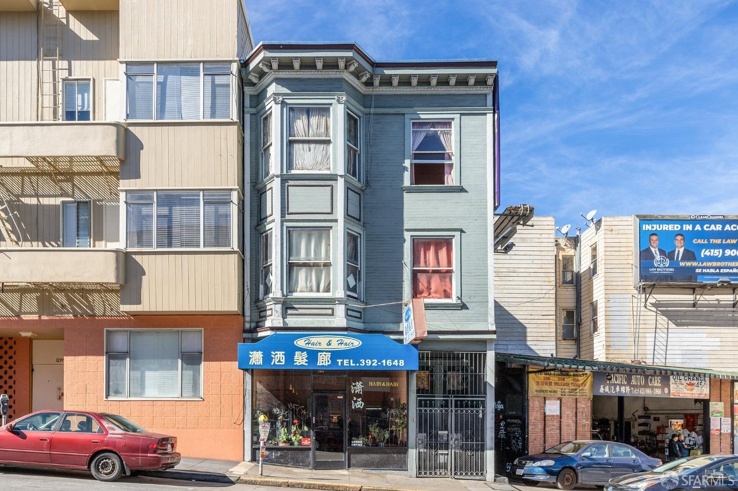 a front view of a building with street