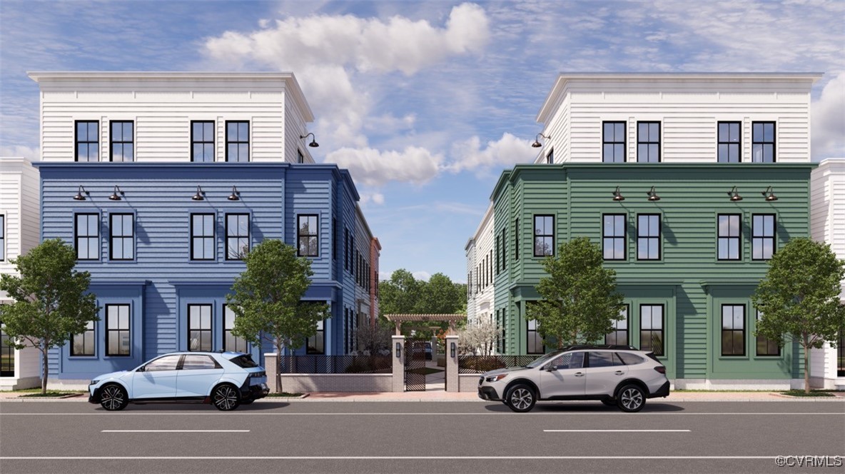 Rendering of end units at Artisan Mews of Cary