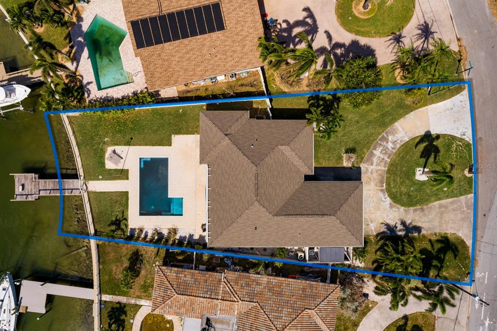 an aerial view of a house