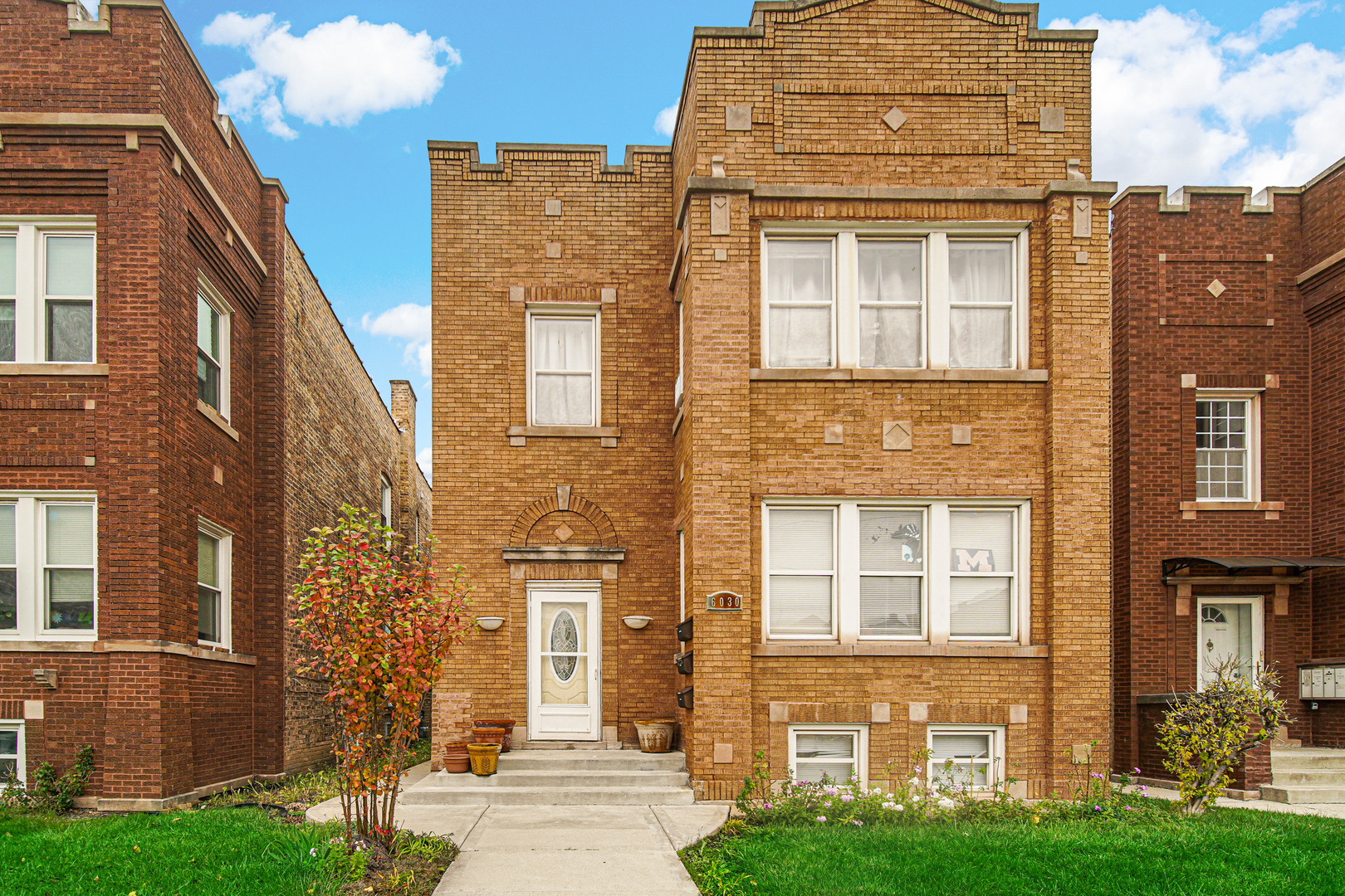 front view of a brick house