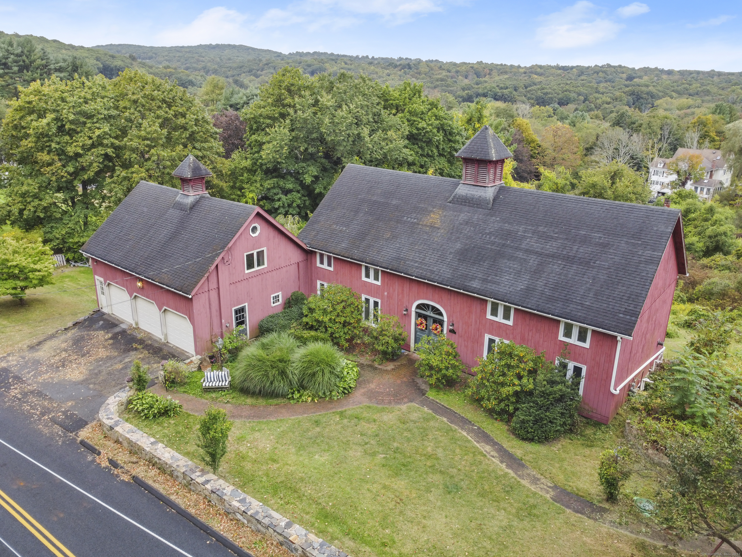 an aerial view of a house