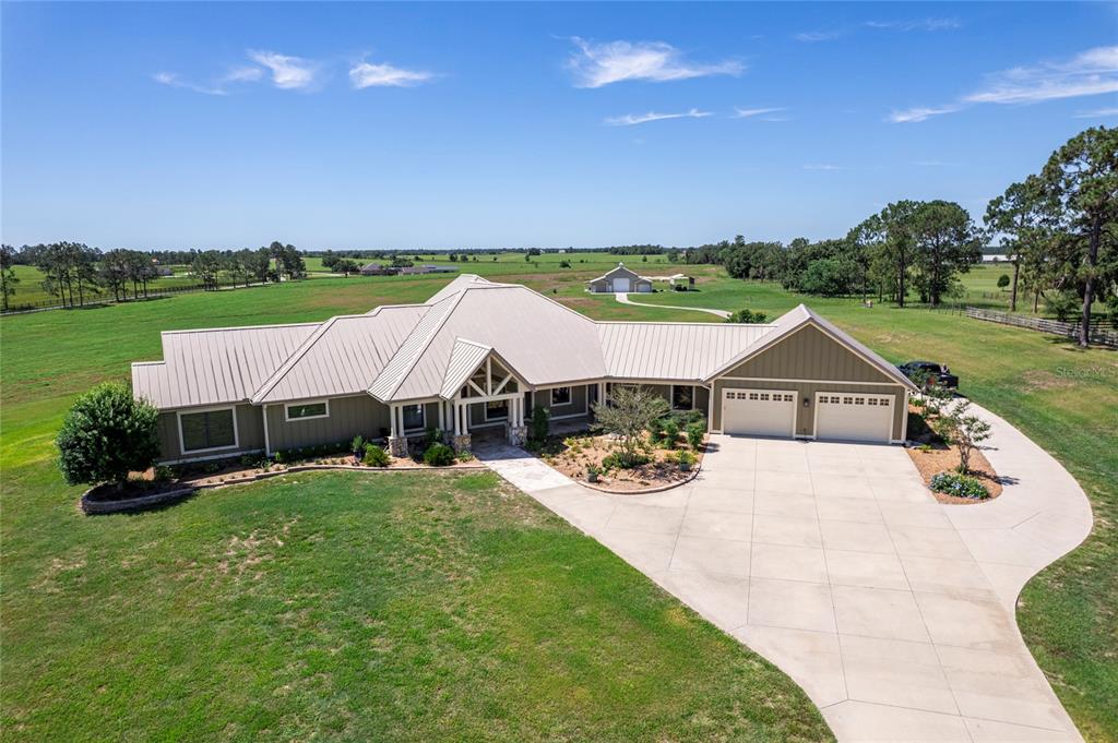 an aerial view of a house