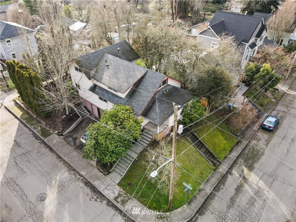 an aerial view of a house