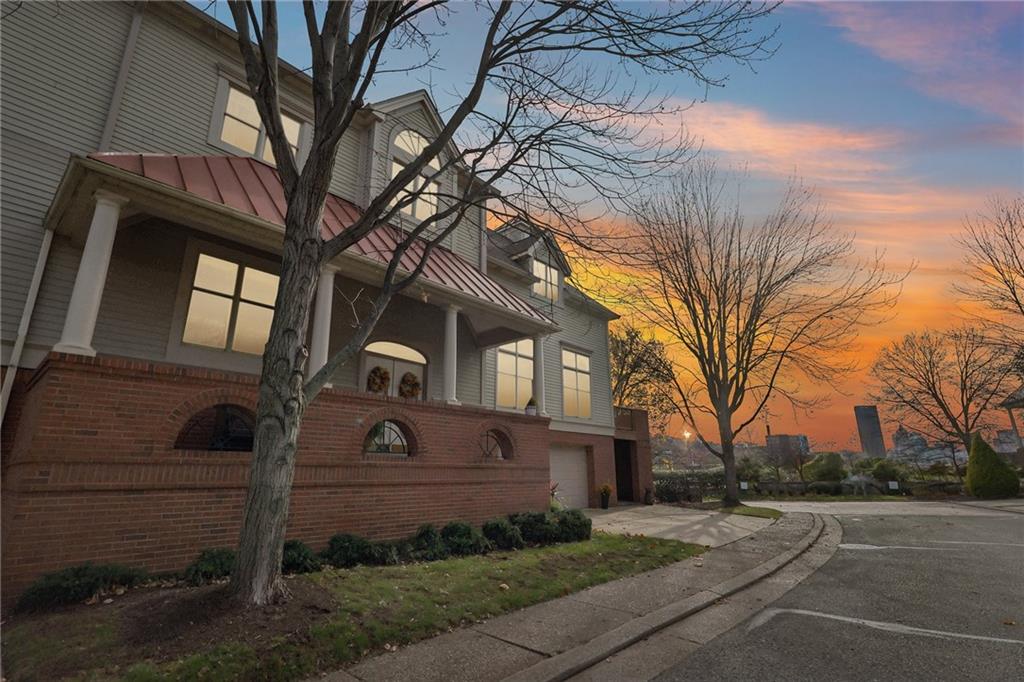 Sunset view of the front of house