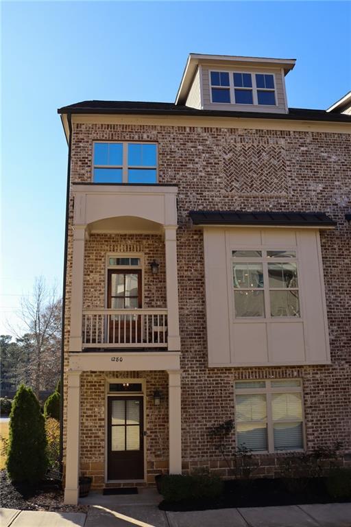 a front view of a house with a door