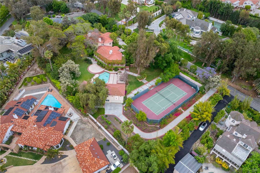 an aerial view of a house