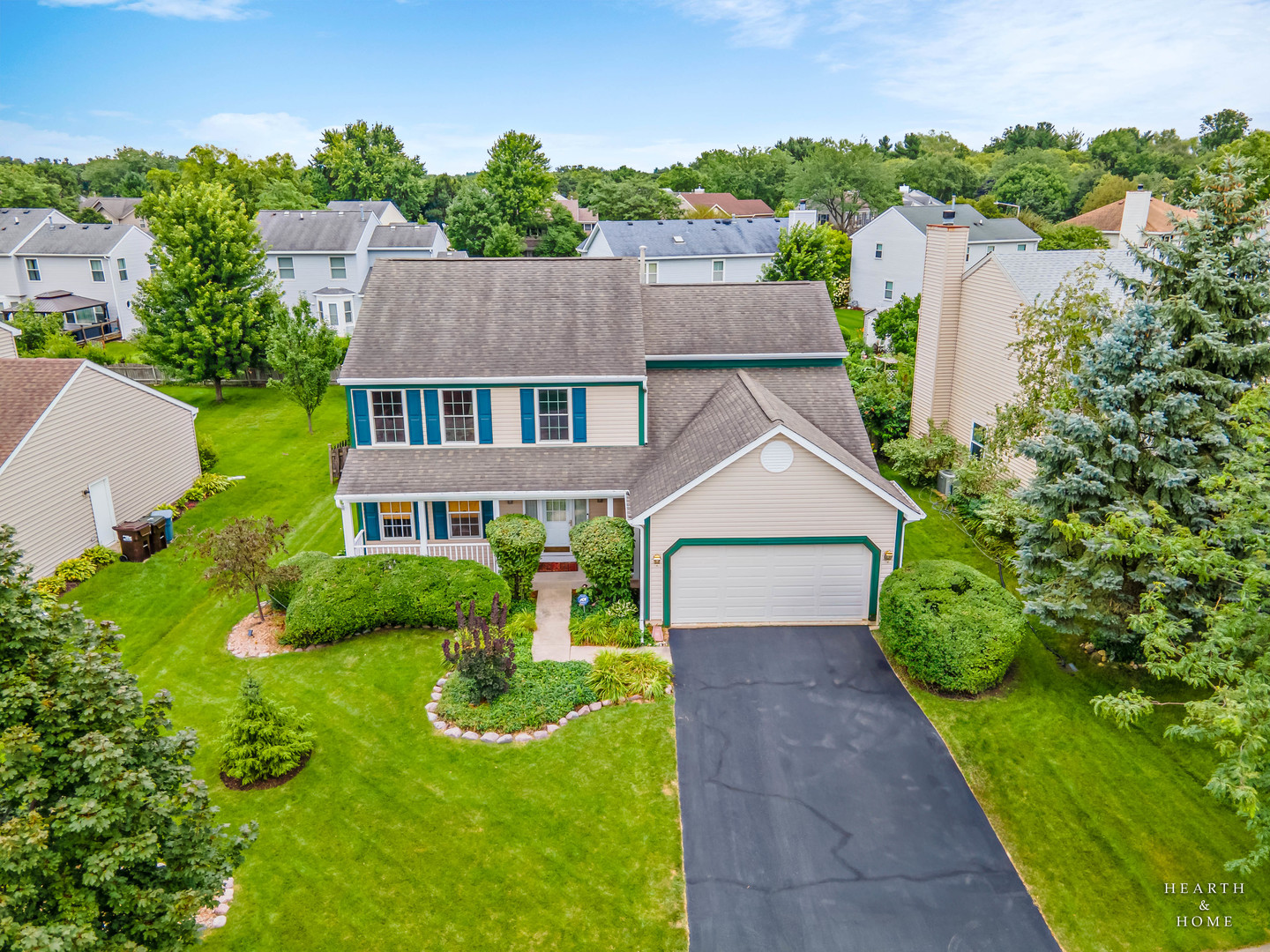 an aerial view of a house