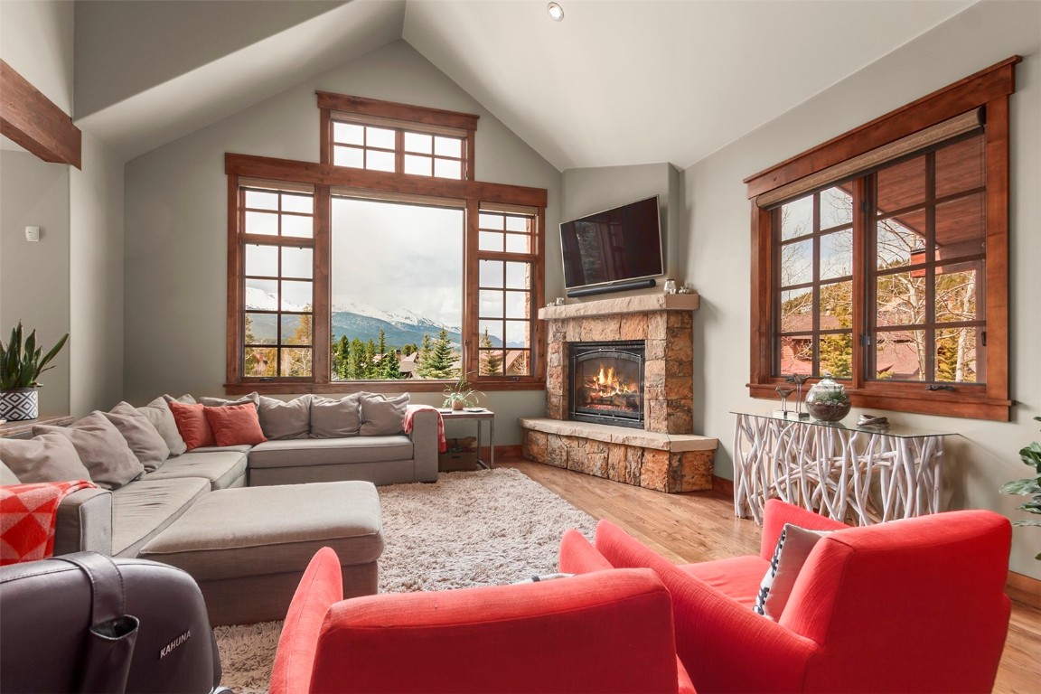 a living room with furniture or fireplace and a large window