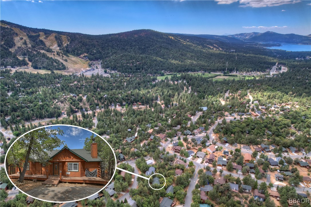 an aerial view of a house