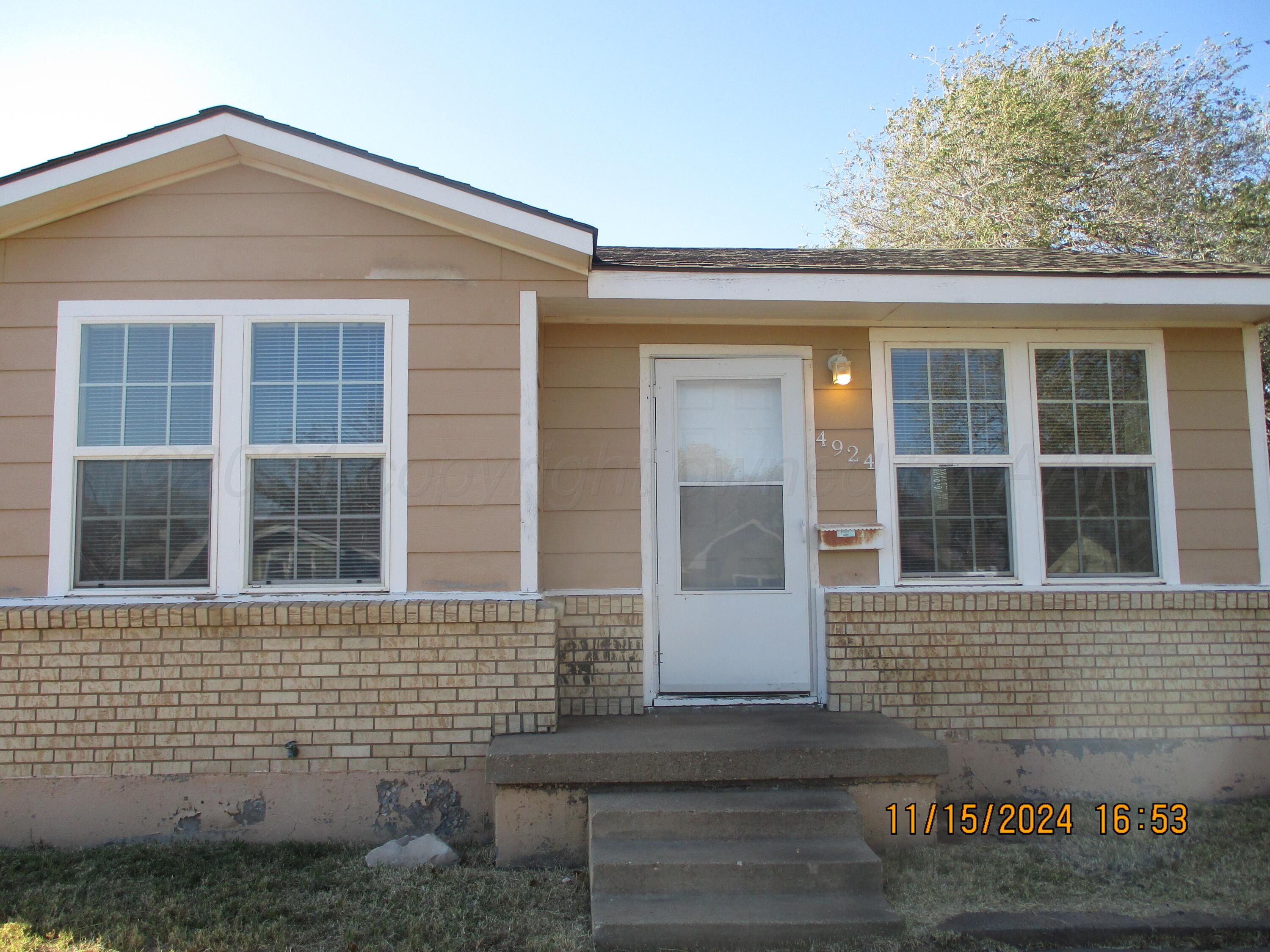 front view of a brick house