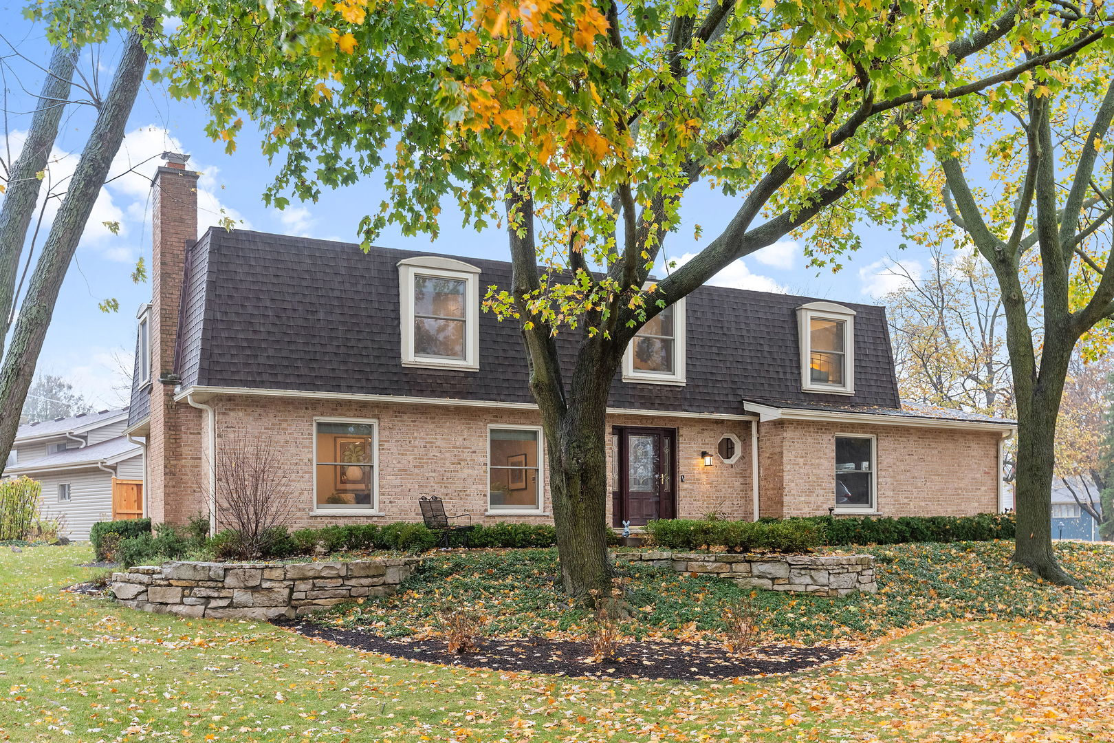 front view of a house with a tree