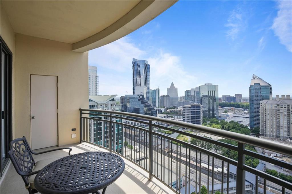 a view of balcony with city view