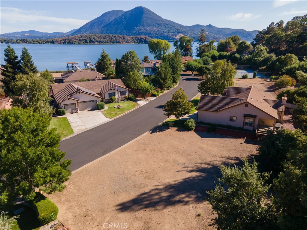 an aerial view of a house with a garden