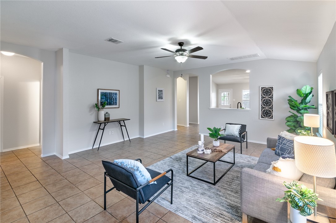 a living room with furniture