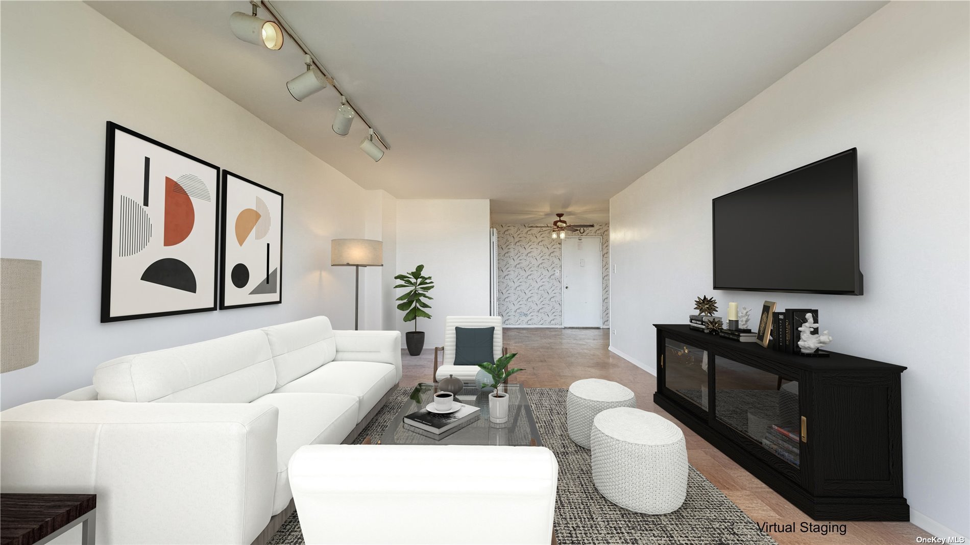 a living room with furniture and a flat screen tv