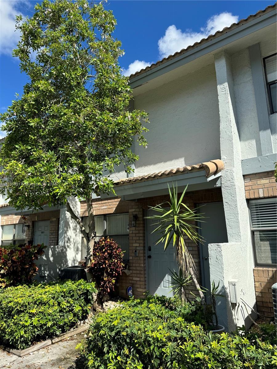 a view of house with a tree in front