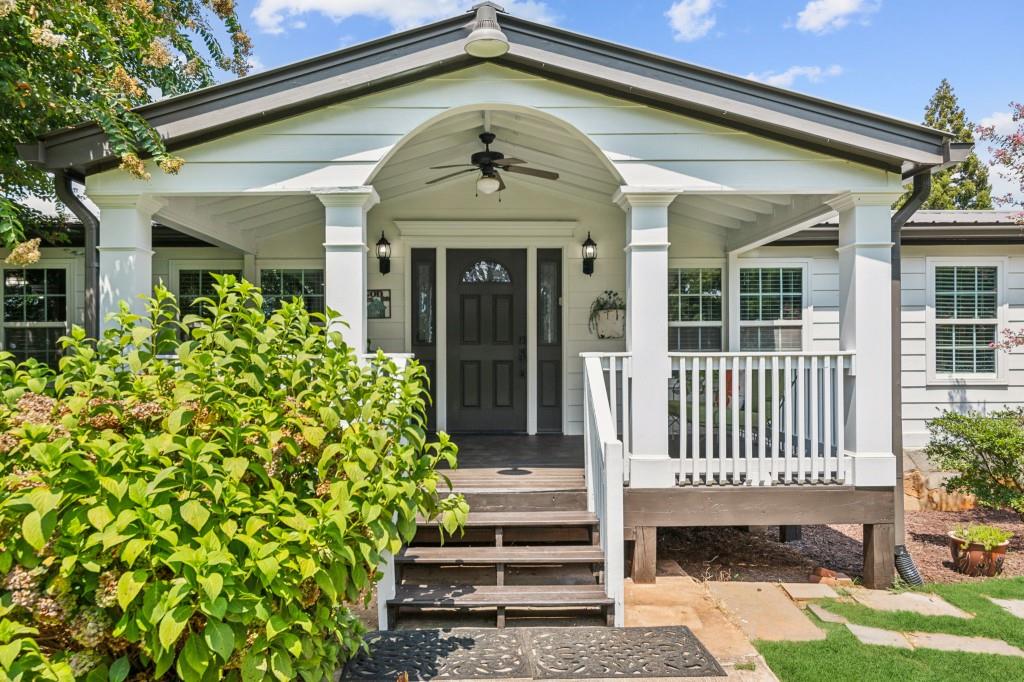 front view of a house with a small porch