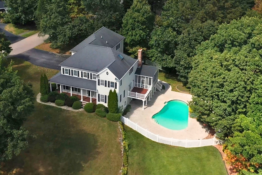 an aerial view of a house