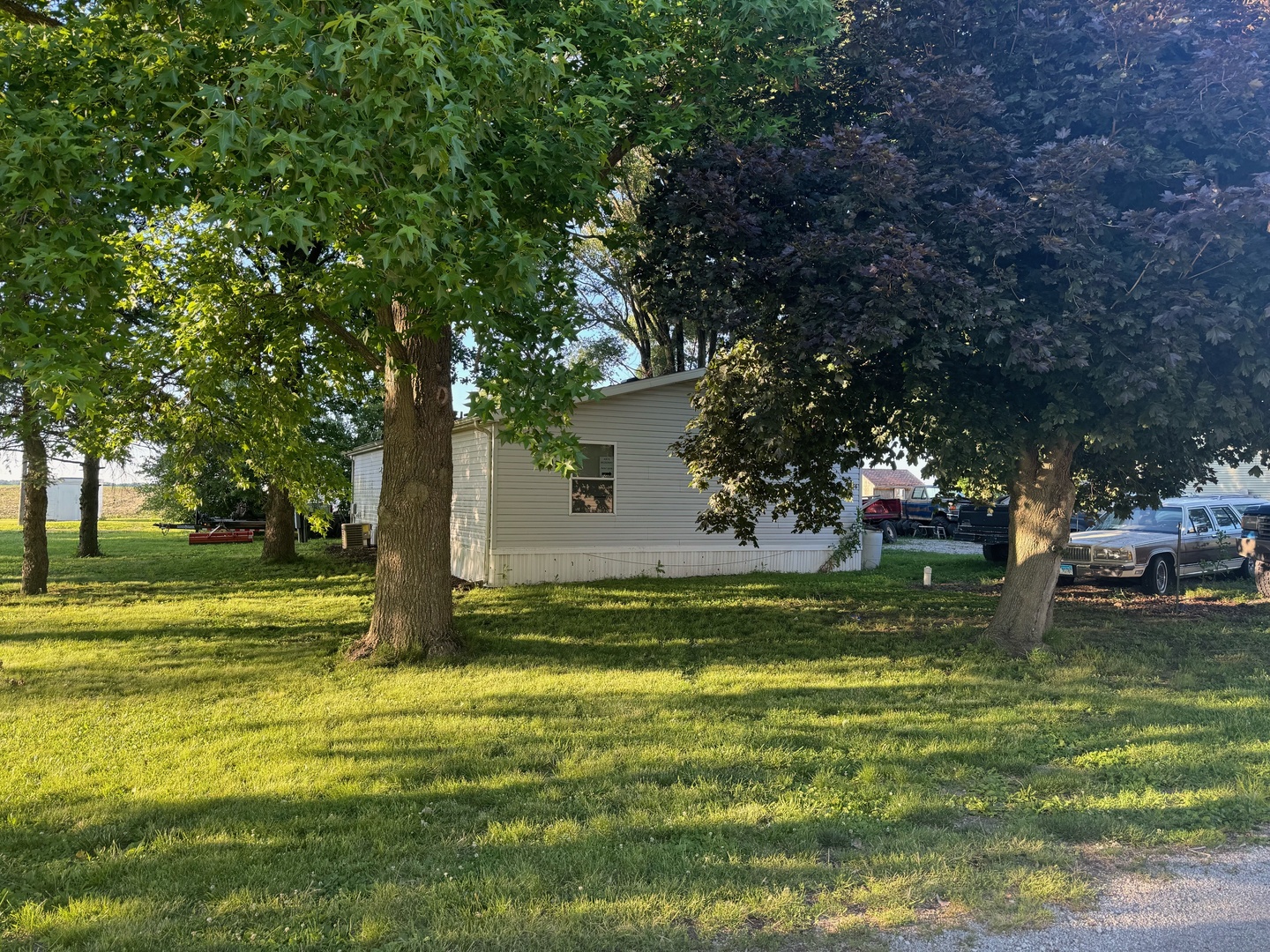 a view of a garden with an outdoor space