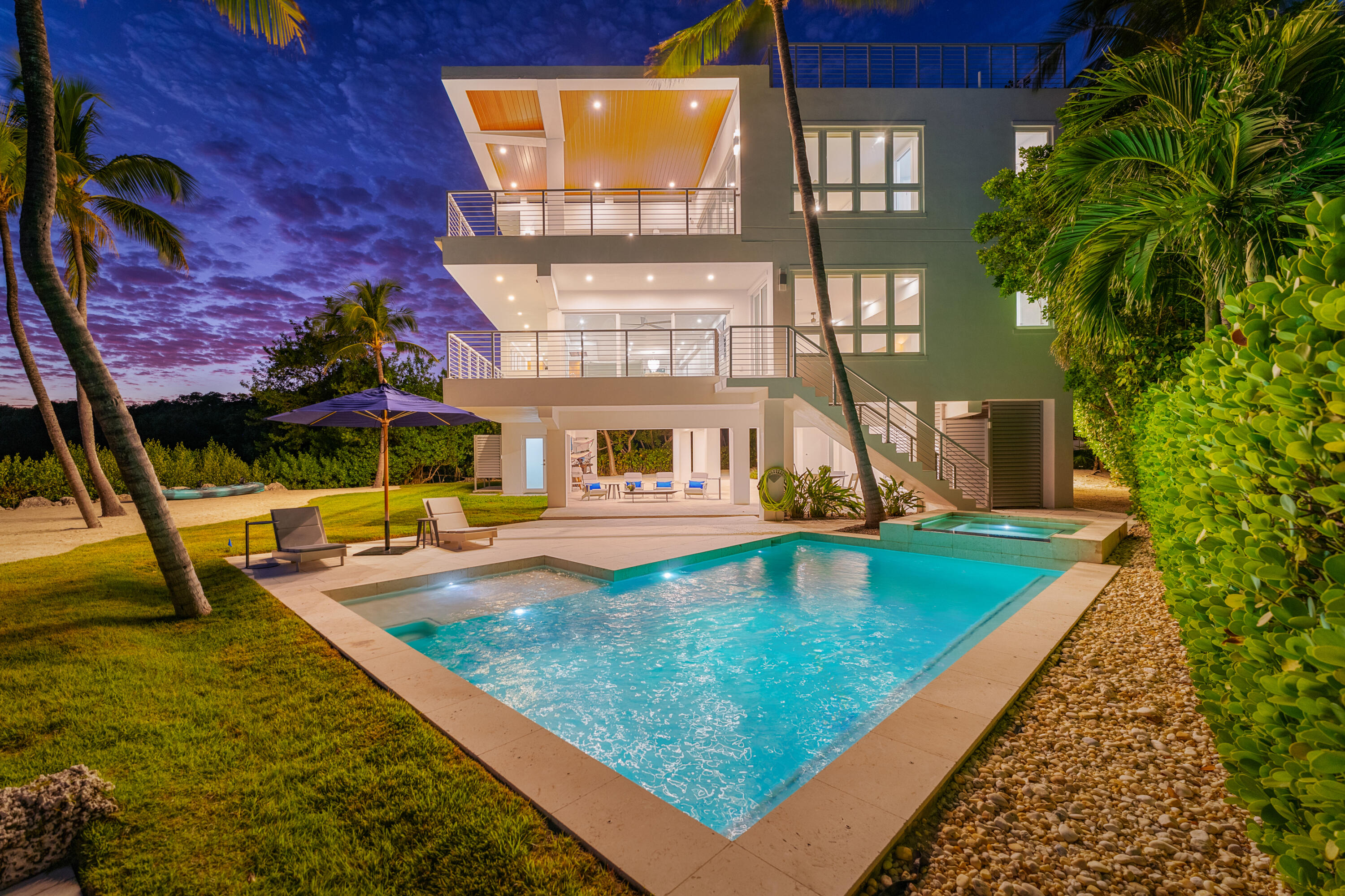 Home and Pool at Sunset