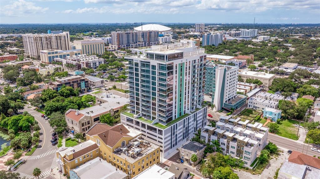 an aerial view of city