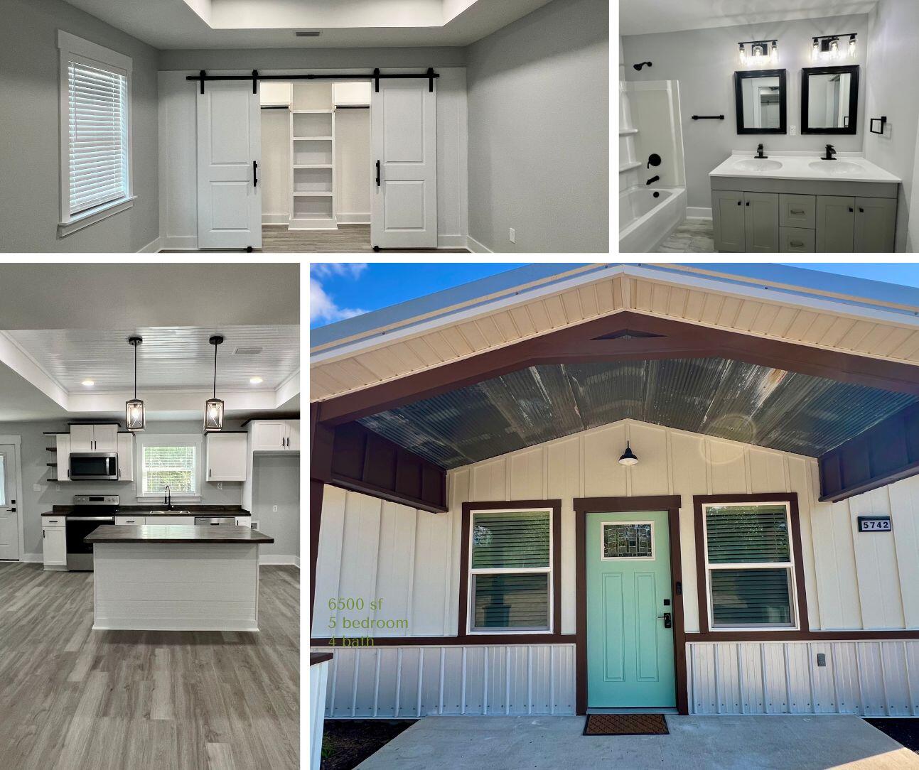 a view of kitchen with stainless steel appliances wooden floor and counter top space