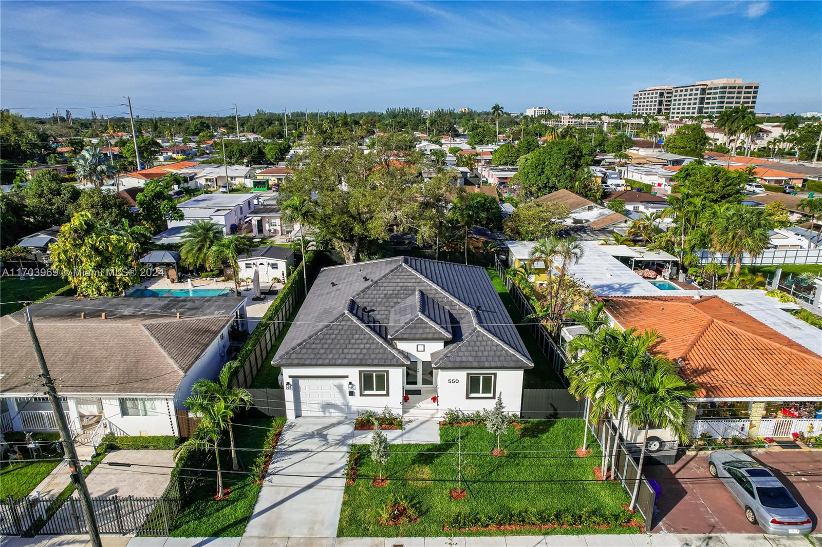 an aerial view of multiple house