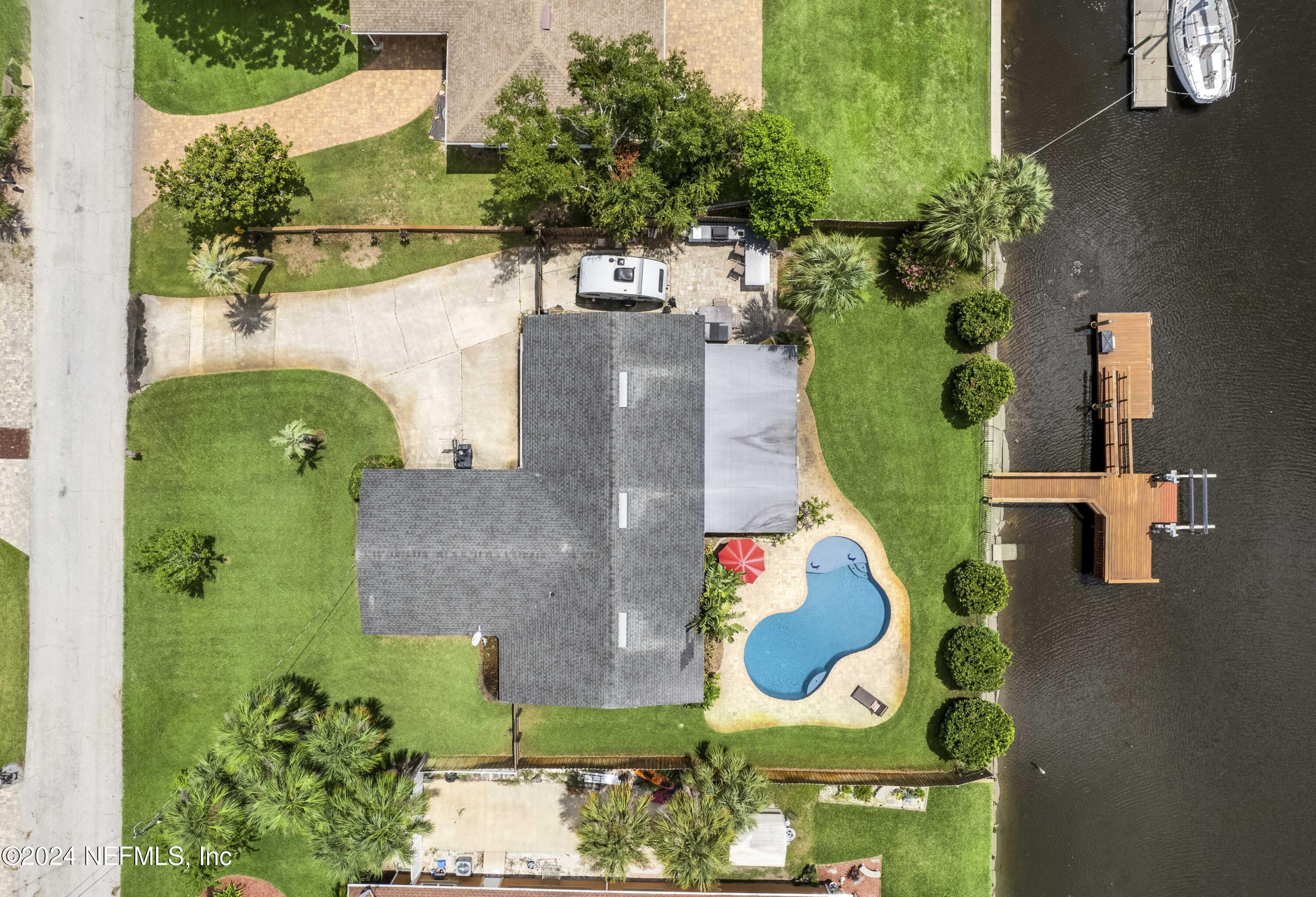 an aerial view of a house