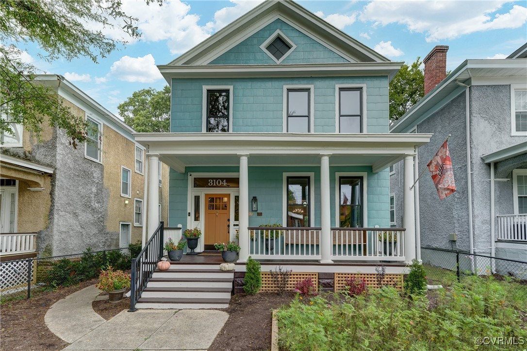 View of front of home with covered porch