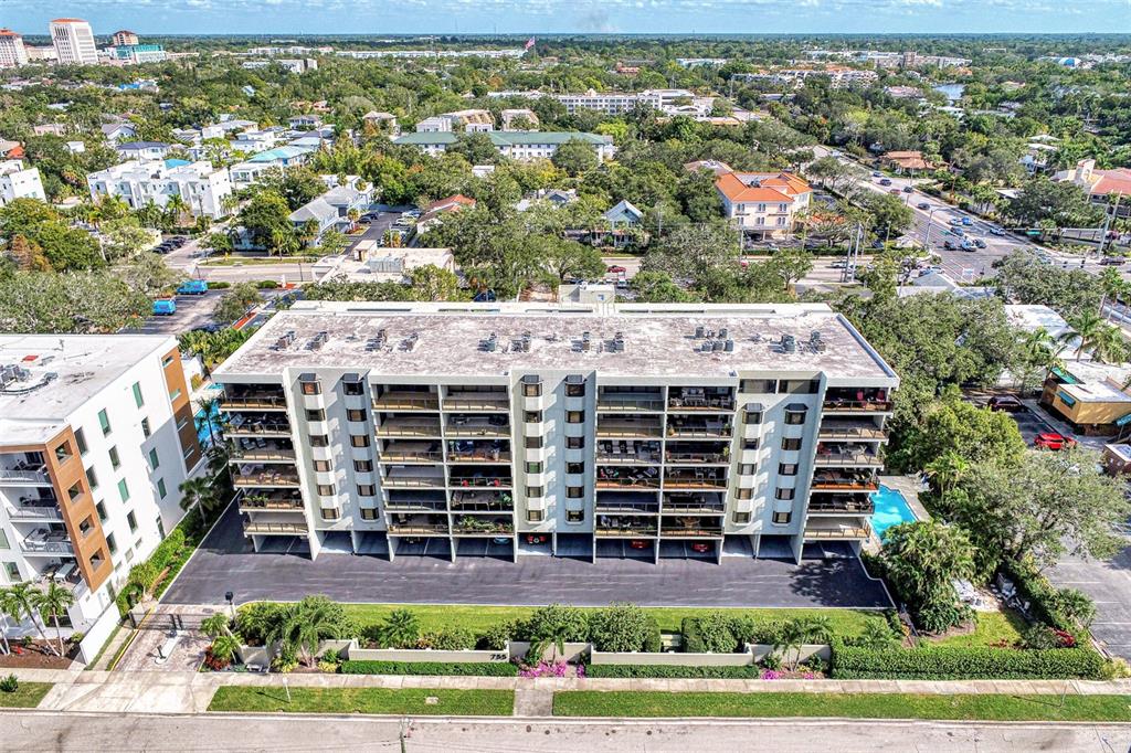 an aerial view of a house