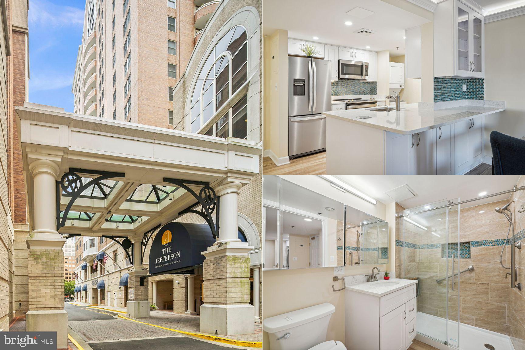 a kitchen view with stainless steel appliances kitchen island granite countertop a refrigerator and a sink