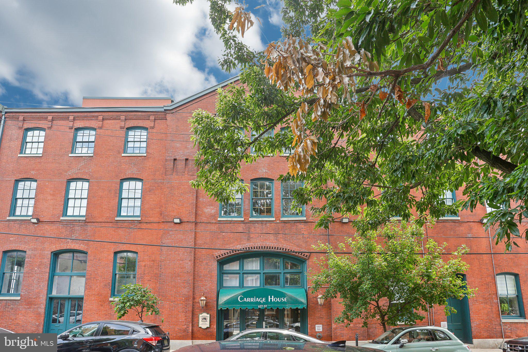 front view of a brick building