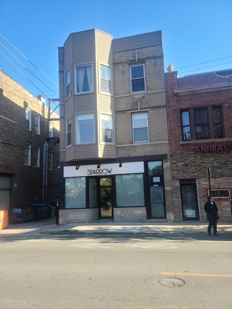 a view of a building with a window