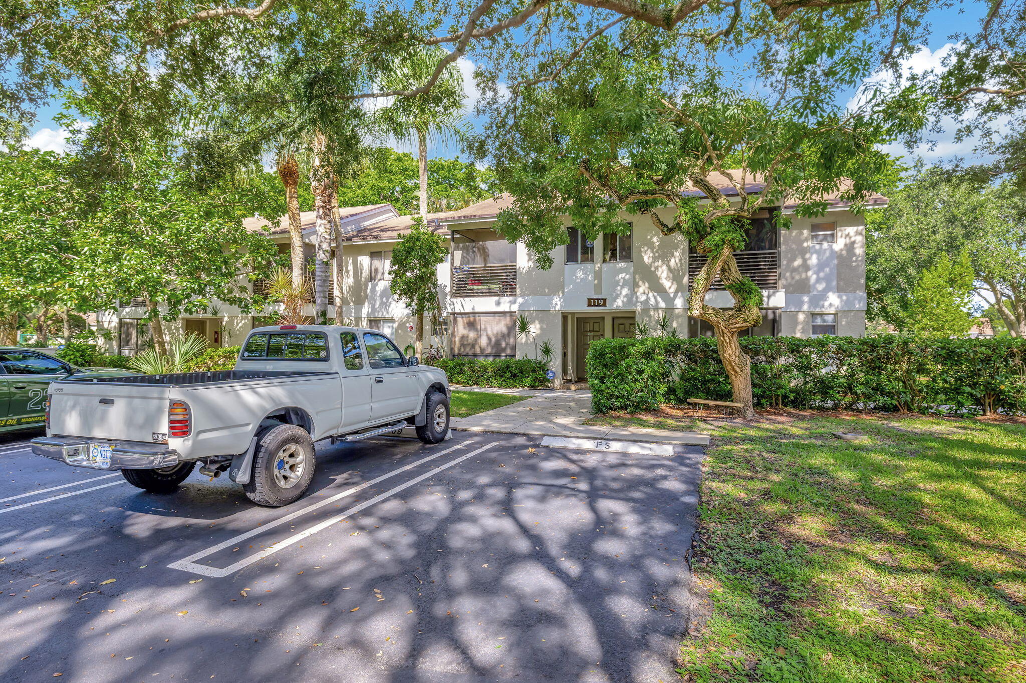 a car parked in front of a house