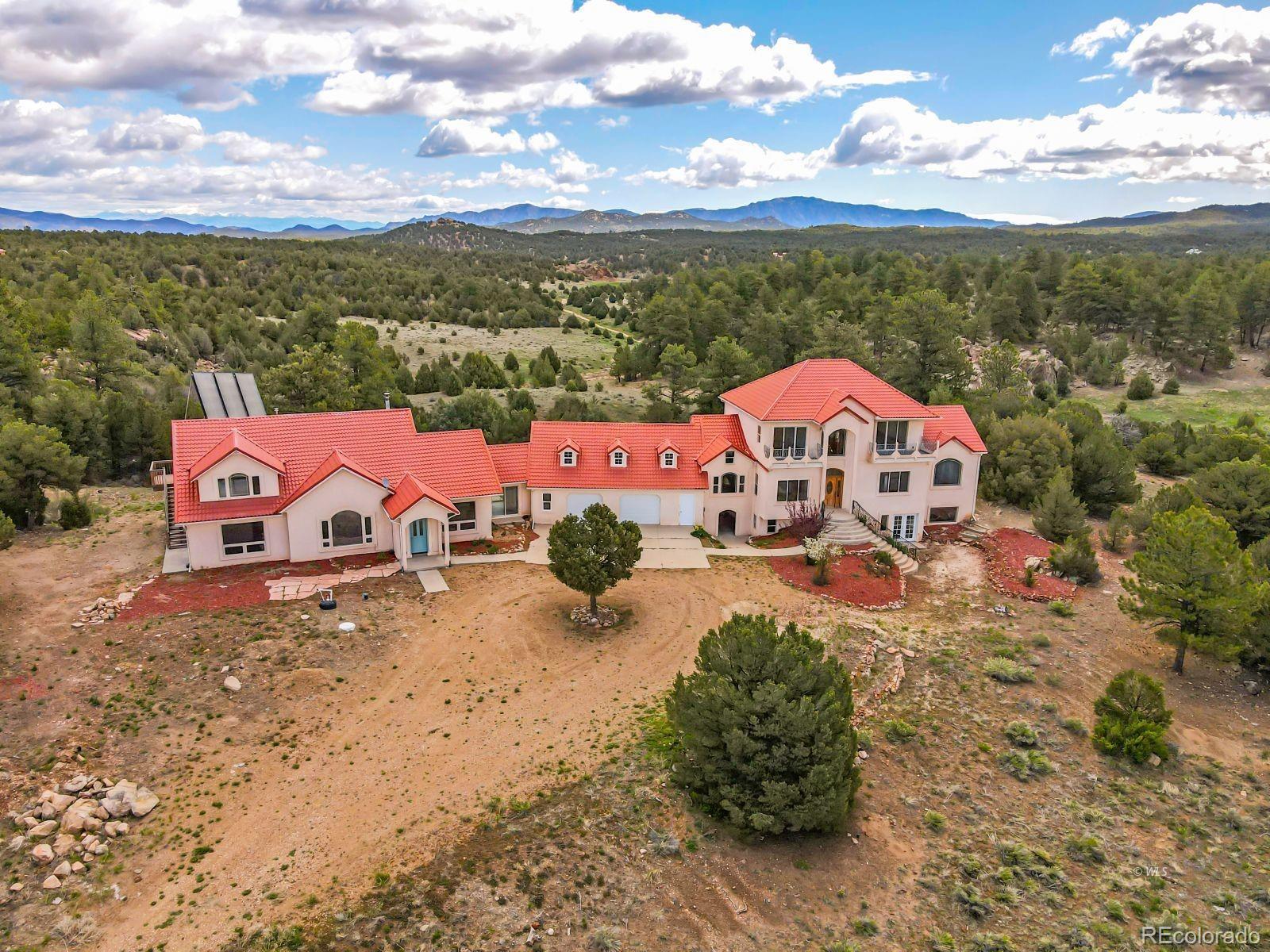 an aerial view of a house