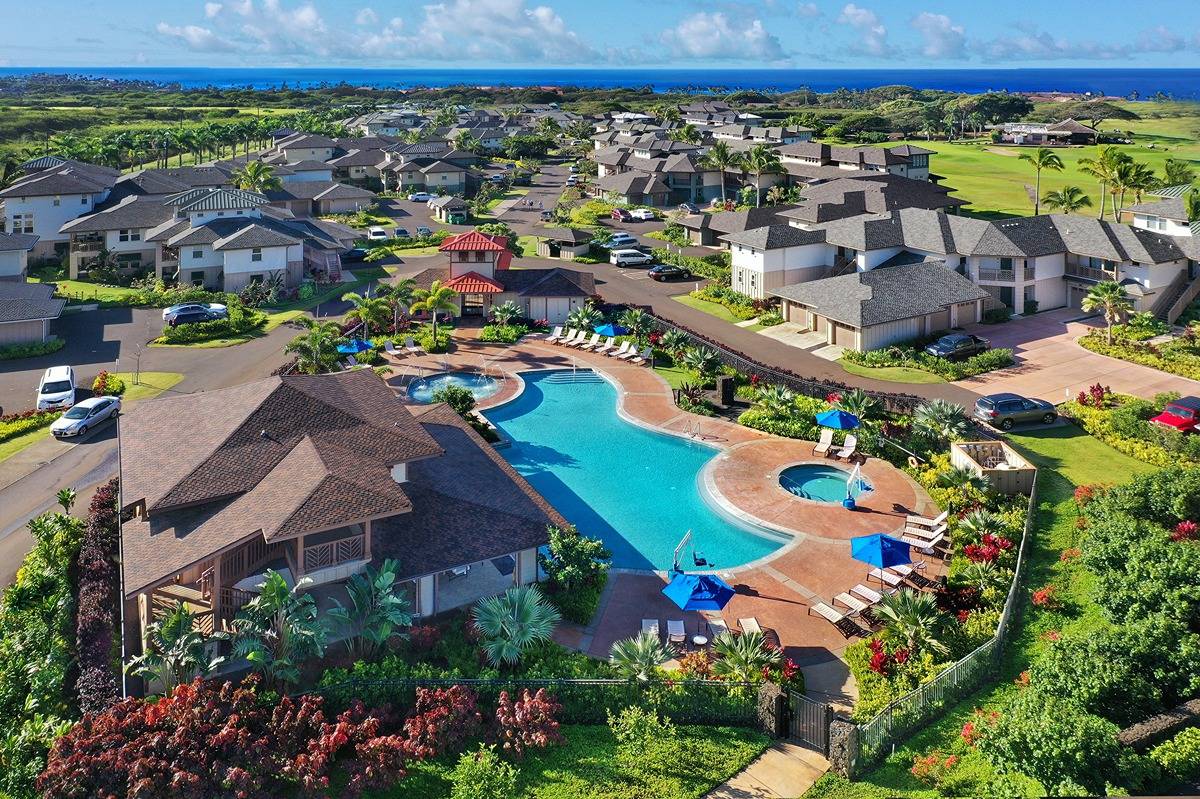 an aerial view of multiple house