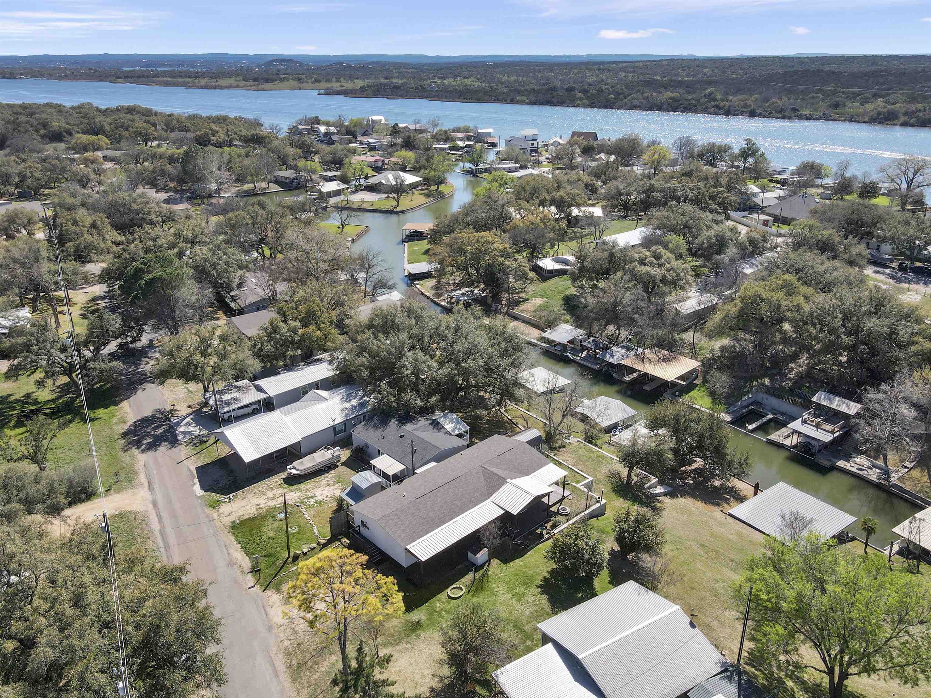 an aerial view of multiple house