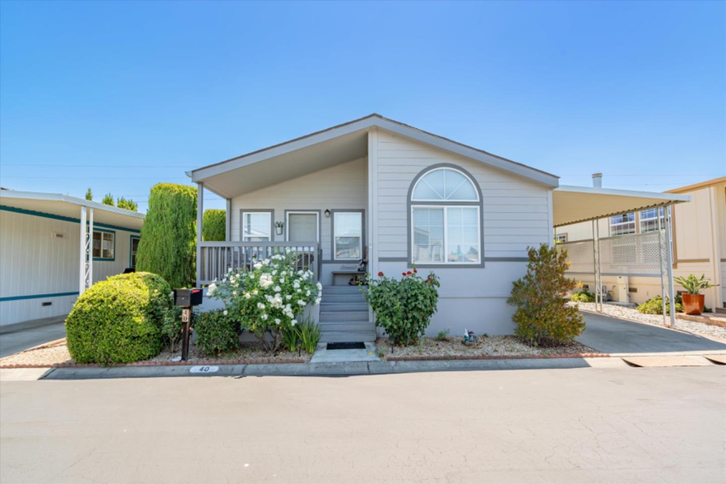 a view of a house with a yard and plants