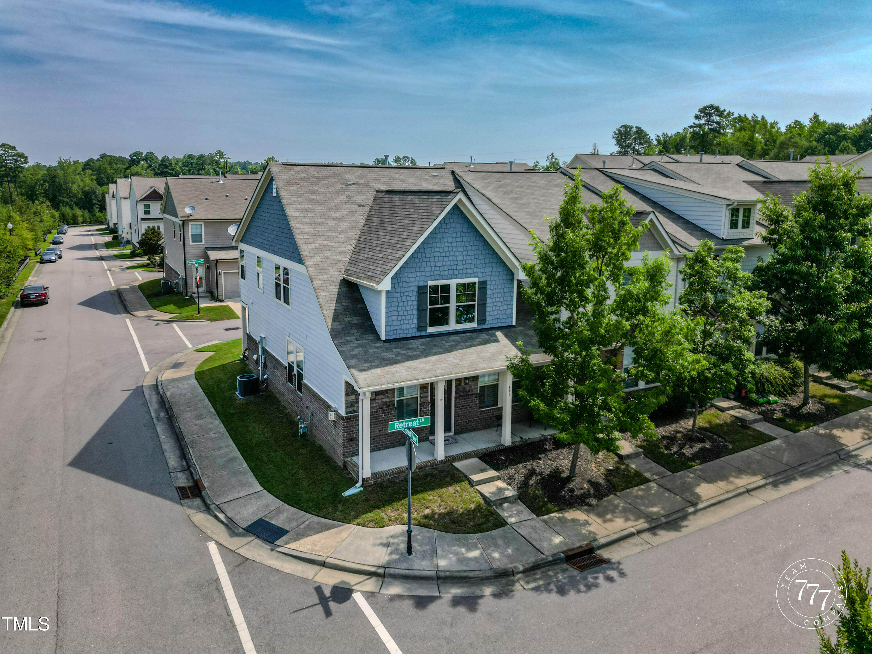 an aerial view of a house