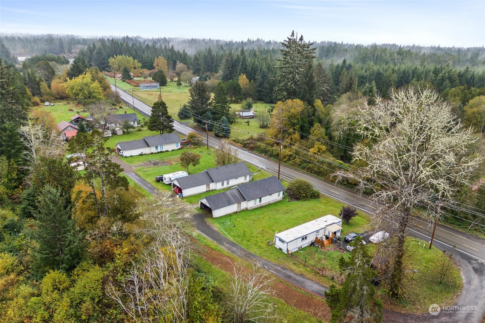 an aerial view of a house