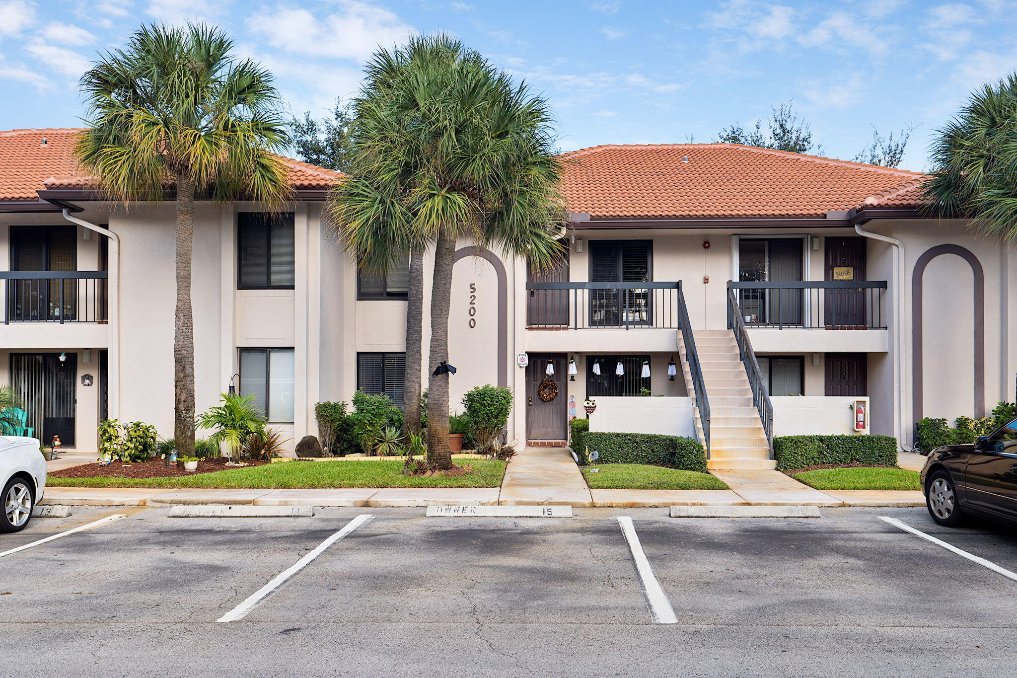 a front view of multiple houses