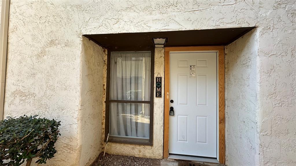 a view of a wooden door