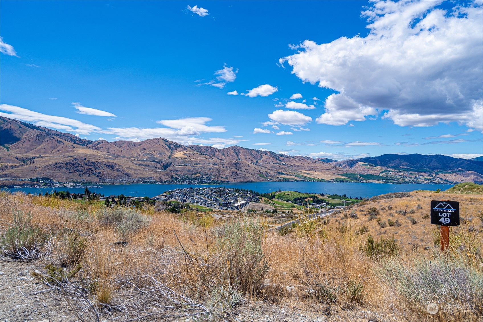 a view of lake with mountain