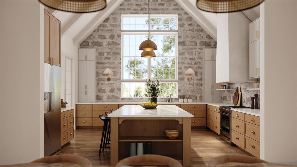 a dining room with table chairs and entryway