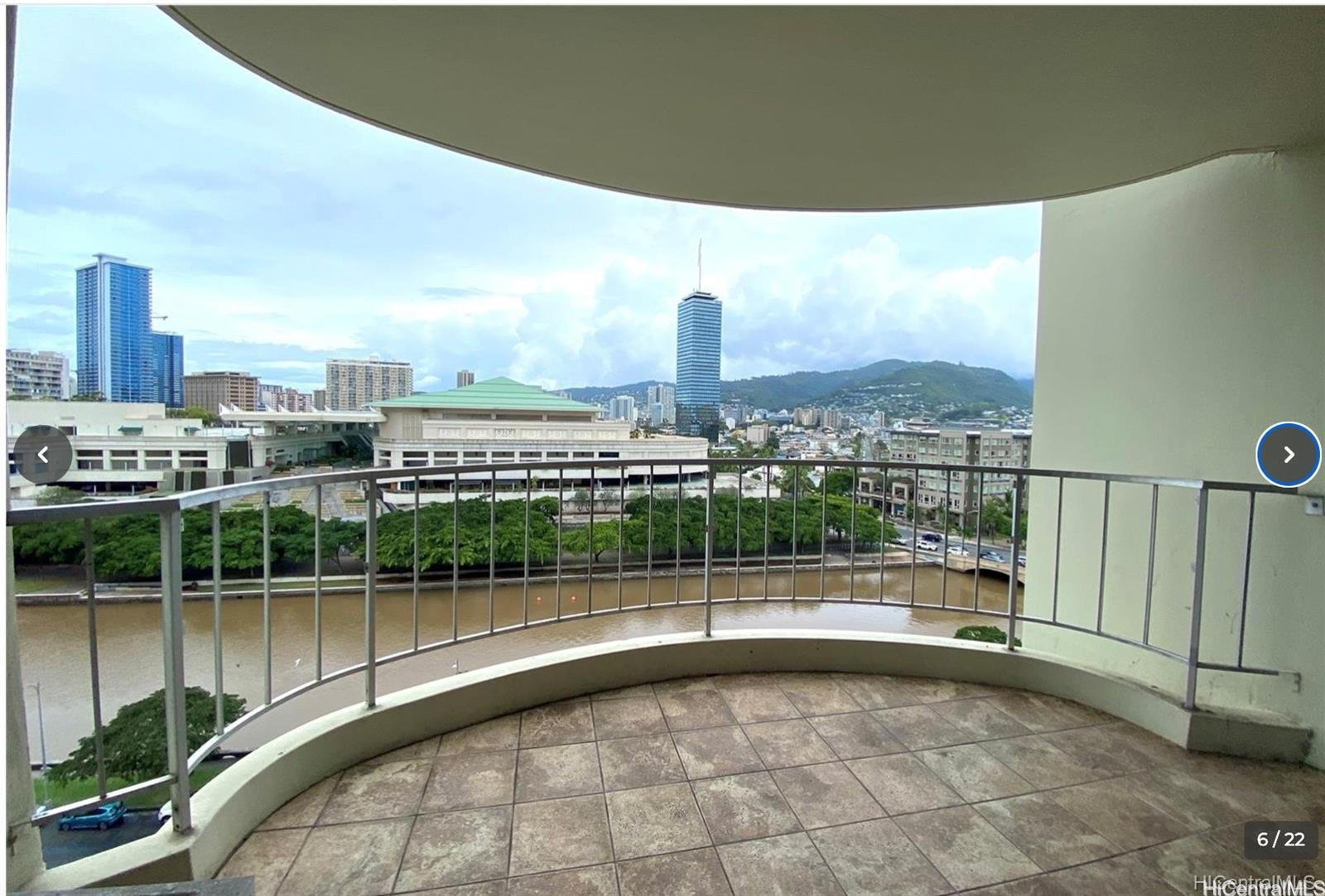 a view of a balcony with a lake view