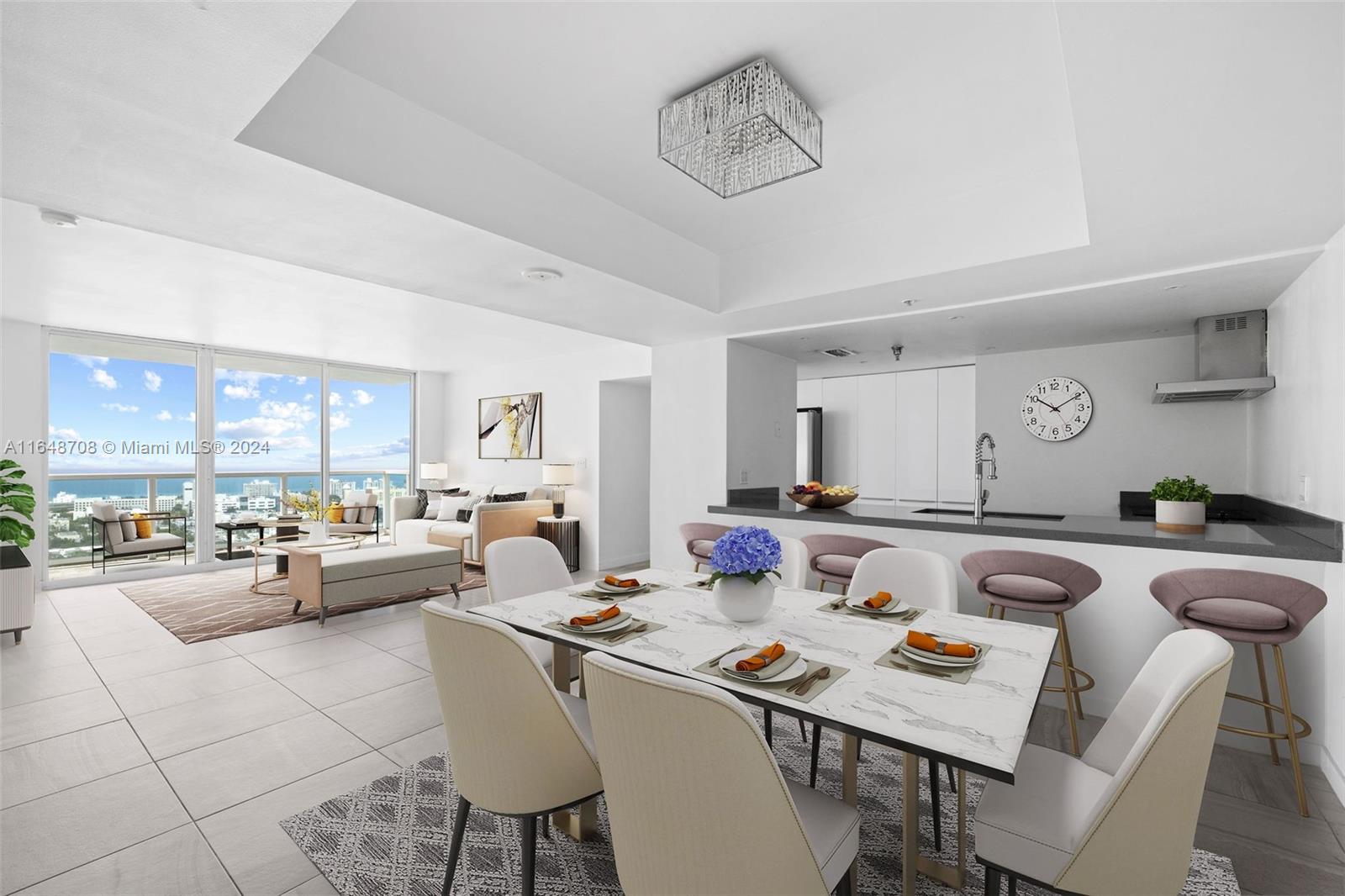 a very nice looking dining room with a table and chairs