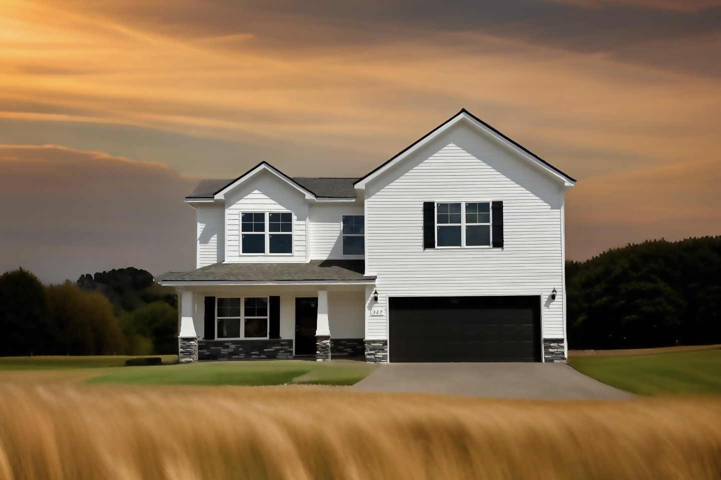 a front view of a house with a yard