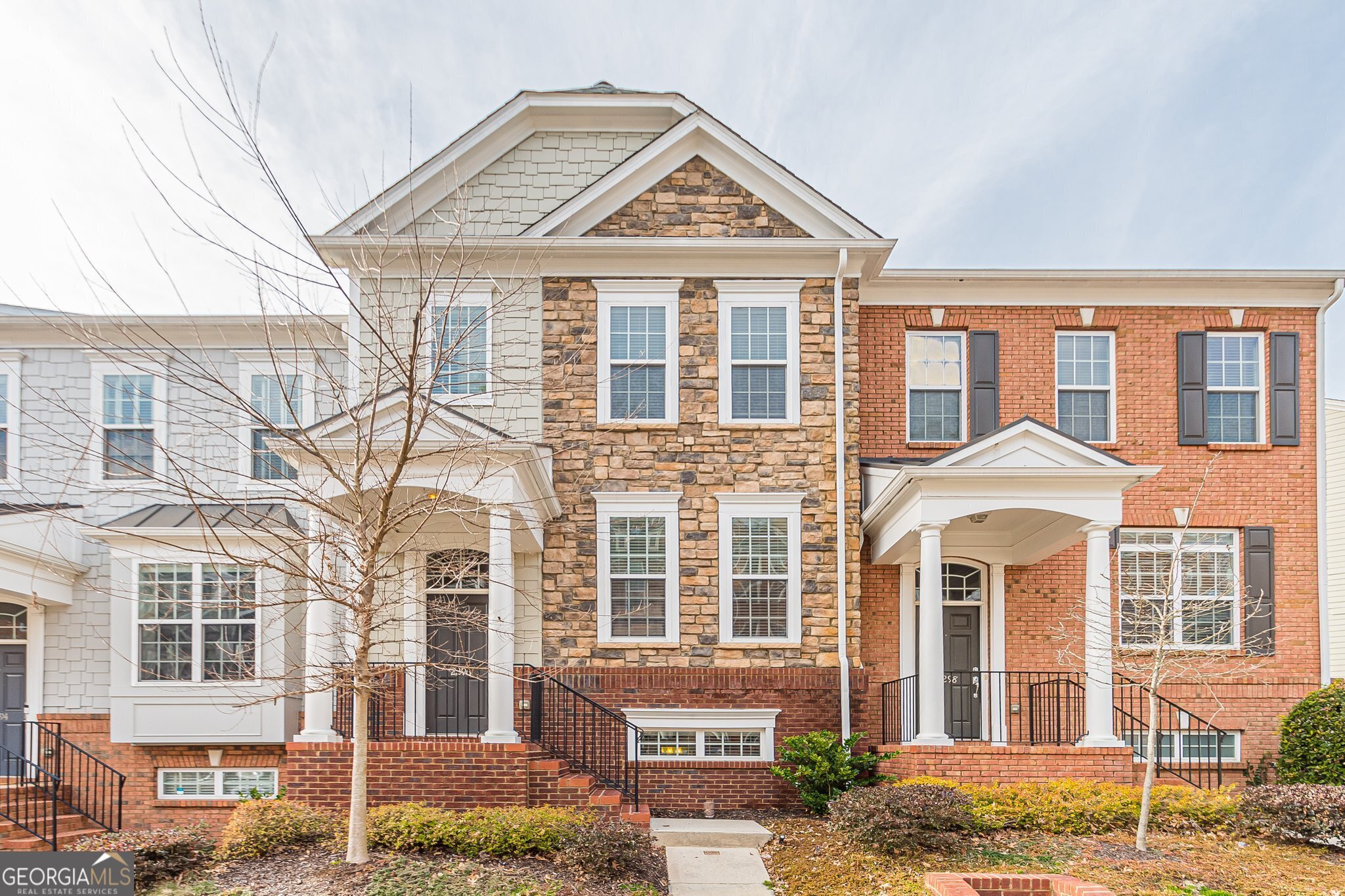 front view of a brick house